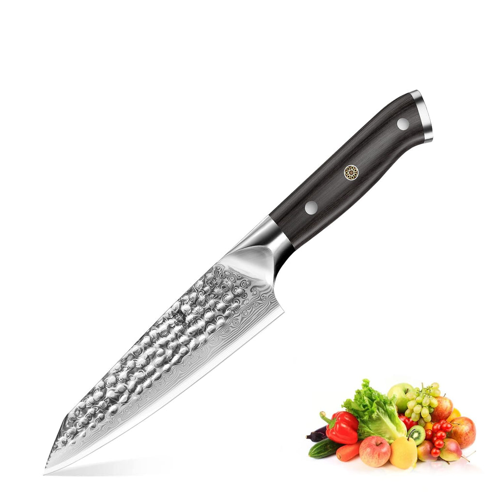BRODARK Japanese Chef Knife, 8 inch Damascus Chef Knife, Ebony Wood Handle