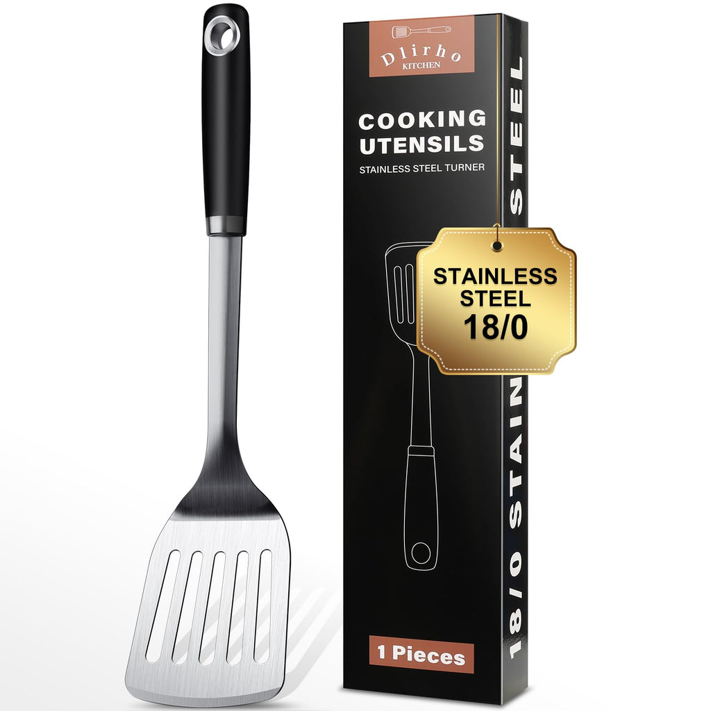Stainless Steel Spatula Set, 1PC Heavy Duty Turner/Metal Spatula, High Heat Resistant Kitchen Cooking Utensils, Ideal Cookware for Frying Steak, Fish, Eggs or Pancakes