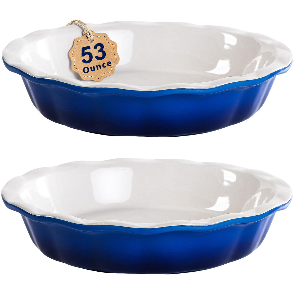 Lareina 53oz, Deep Dish Pie Pan, 9 Inch, Ceramic, Red, Set of 2