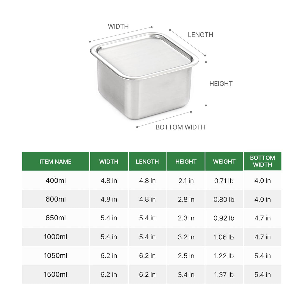 EVERSTEN CuBE High 3PCS Set Stainless Steel Food Storage Containers With Lids and 3 Net Kitchen Appliances Dishwasher Safe Premium South Korea