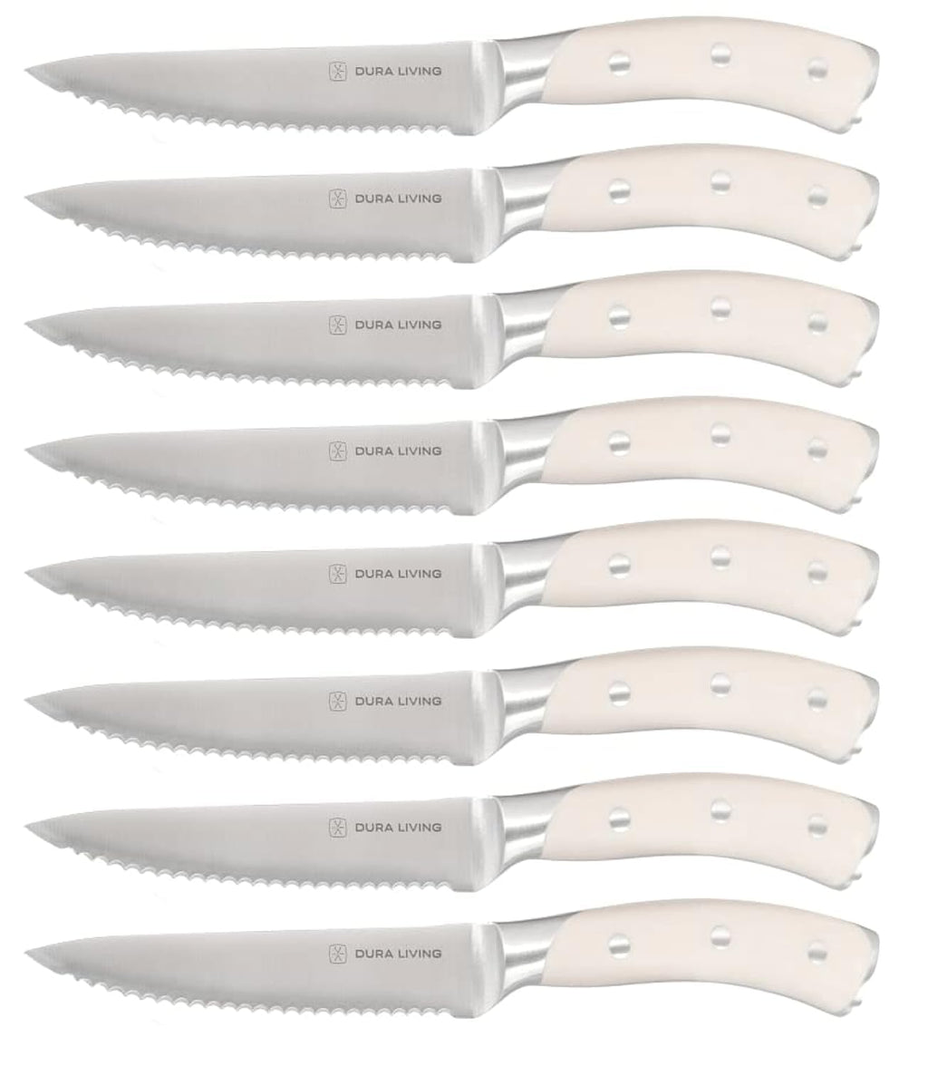 DURA LIVING 2-Piece Kitchen Knife Set – Ultra Sharp Precision German Stainless Steel Blades, 5” Utility & 3.5” Paring Knife with Ergonomic Handles, Multipurpose for Slicing & Peeling, Black Handle