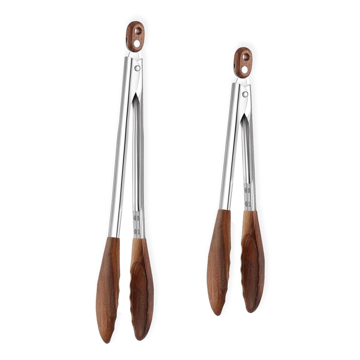 Wooden Tongs for Cooking Heat Resistant 2 Pcs 9 Inch 12 Inch Wooden Salad Tongs with Wood Tip for Serving Food Walnut Wood Kitchen Utensils for Toaster Home Chefs Gift Suitable for Non-stick Cookware