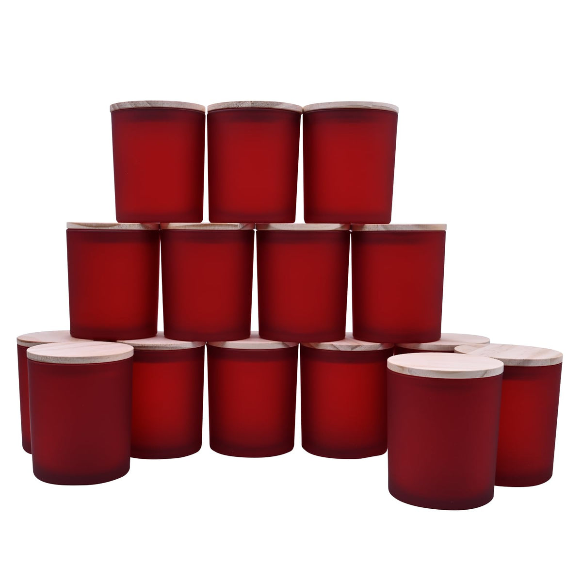 SHOWIN 10 OZ Thick Candle Jars for Making Candles 15 Pcs, Empty Jars with Wood Lids for Candle Making, Sample Container, Frosted Grey