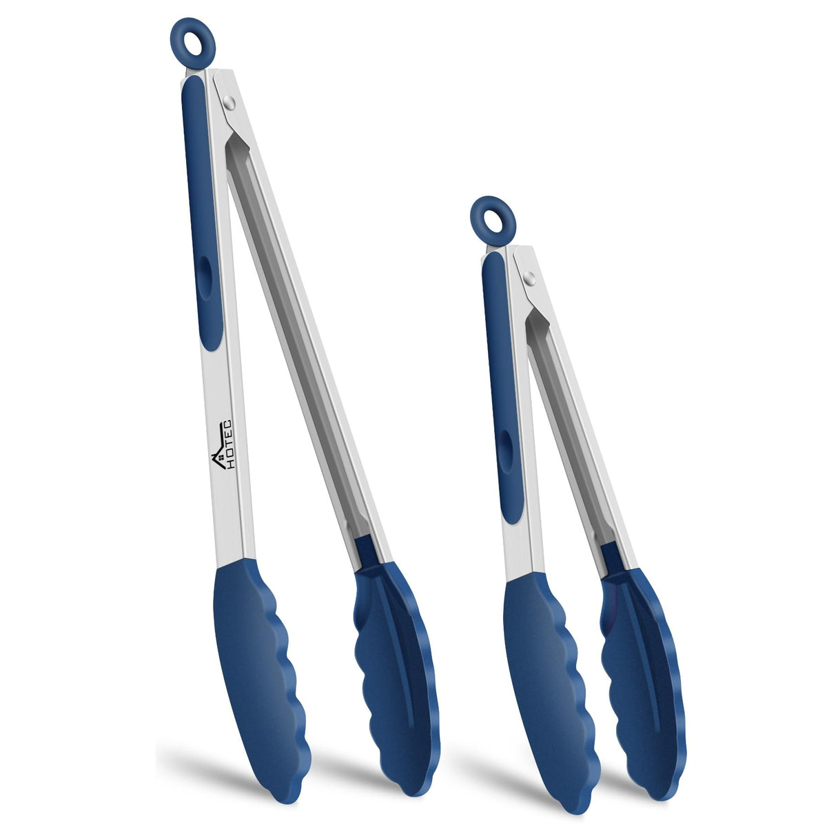 HOTEC Stainless Steel Kitchen Tongs with Silicone Tips, Set of 3-7",9" &12"