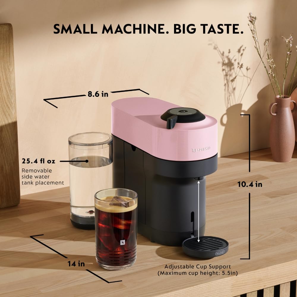 Nespresso Vertuo Pop+ Coffee Machine with Milk Frother, Candy Pink
