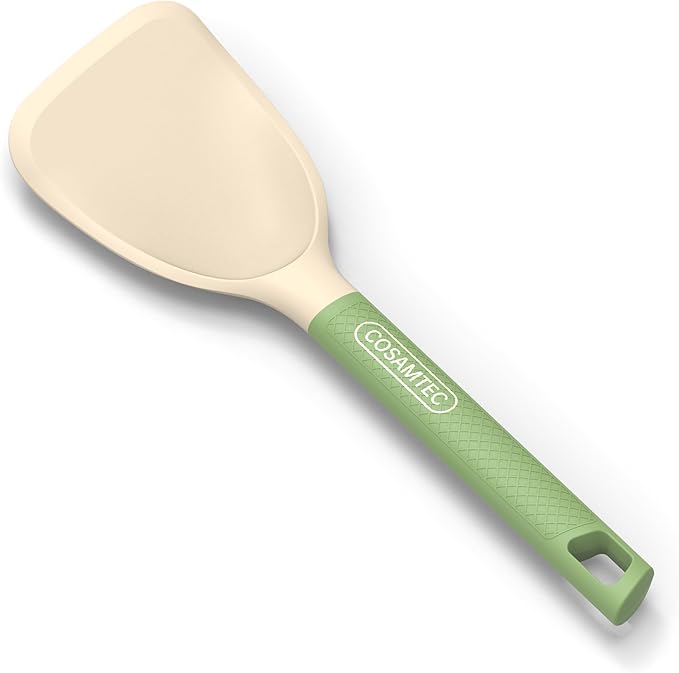Silicone Small Spatula for Cooking Flexible Beveled Turner with Solid Inner Core and Heat Resistant Nylon Handle Ideal Spatula for Non-Stick Cookware