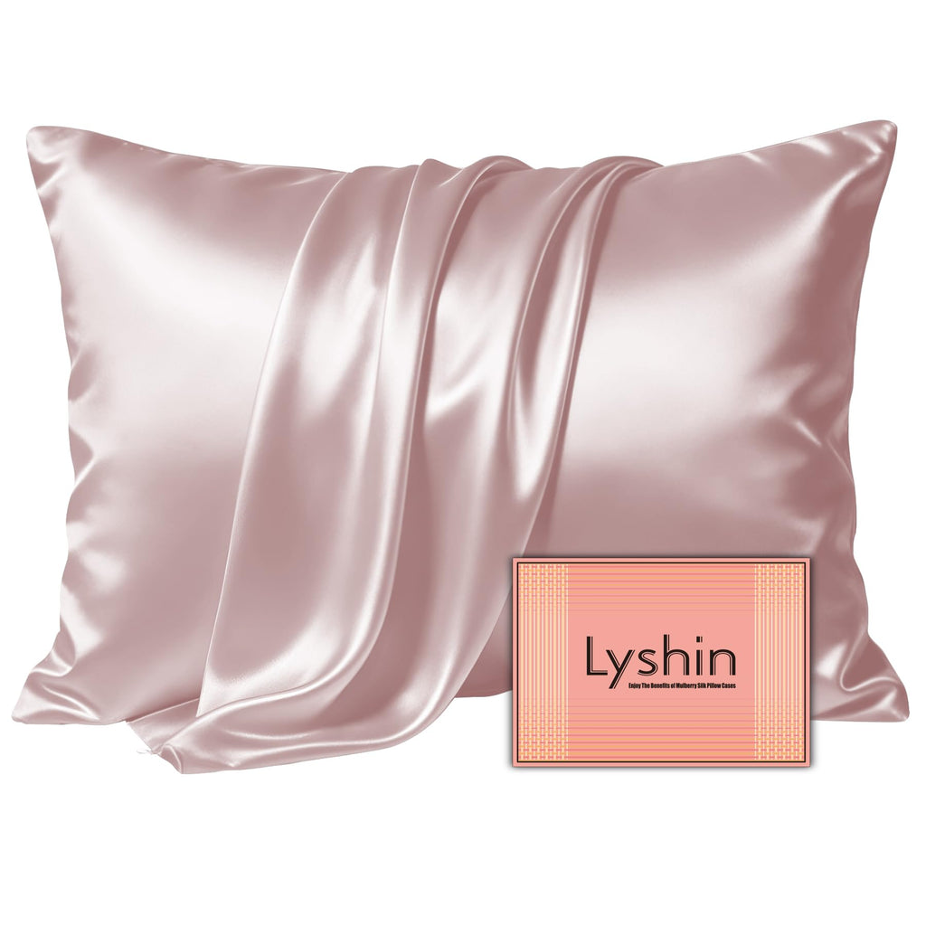 LYSHIN Silk Pillow Cases 2 Pack King Size with Zipper, Champagne