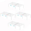iPEGTOP Freezer Cabinet Storage Shelf Set of 4, 8 Pieces Expandable Metal Rustproof Spice Rack, Adjustable Kitchen Organizer Counter Fridge Pantry Shelf Space Saver (White)