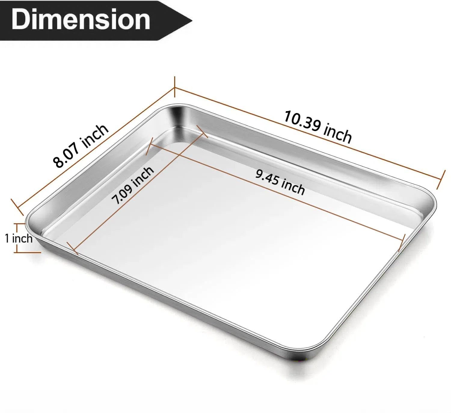 Baking Sheet Cookie Sheet Set of 2, Umite Chef Stainless Steel Baking Pans Tray Professional 10.39x8.07x1inch, Non Toxic & Healthy, Mirror Finish & Rust Free, Easy Clean & Dishwasher Safe