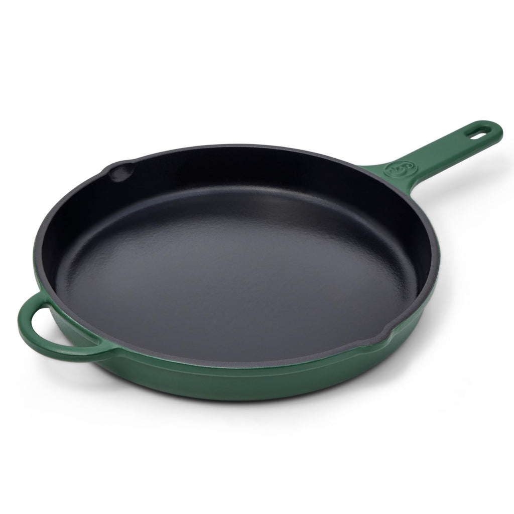 Great Jones 12 Inch Cast-Iron Enameled Skillet (Broccoli) - Safe to 500°F