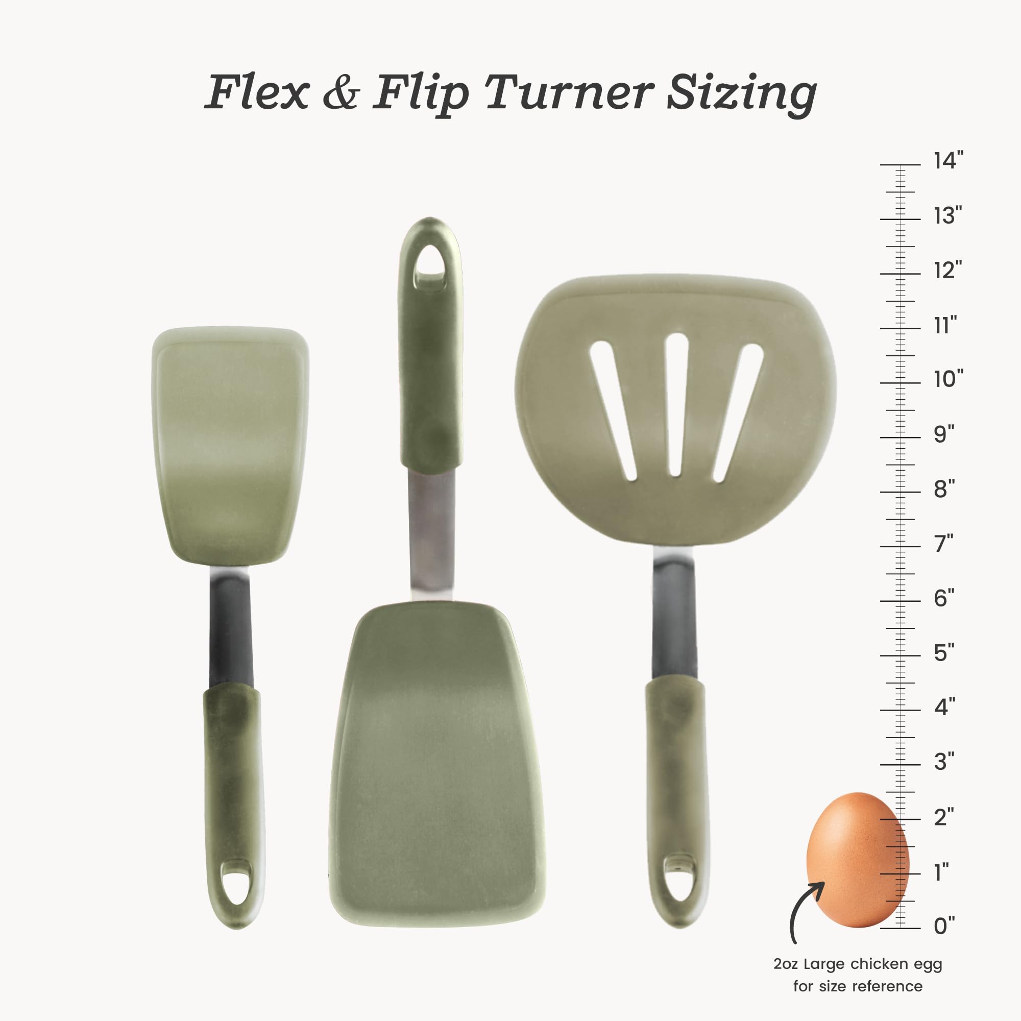 Starpack 'Flex & Flip' Flexible Silicone Turner Spatula Set (3 Pcs) - High Heat Resistant Spatulas for Cooking Egg 600°F - Silicone Pancake Turner Spatula, LFGB Grade Non Stick Rubber Kitchen Utensils