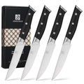 Steak Knives,4.5 Inch Steak Knife Set of 4,Micro-Cutting Point Serrated Edge,Razor Sharp Kitchen Knife,50CR15MOV Stainless Steel,Dishwasher Safe,Ergonomic Handle And Full Tang Design With Gift Box