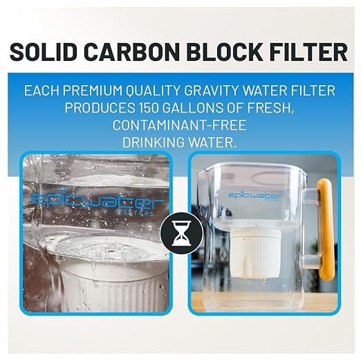 Epic Water Filters Pure Filter Pitchers for Drinking Water, 10 Cup 150 Gallon Filter, Tritan BPA Free, Removes Fluoride, Chlorine, Lead, Forever Chemicals (White & Bamboo)