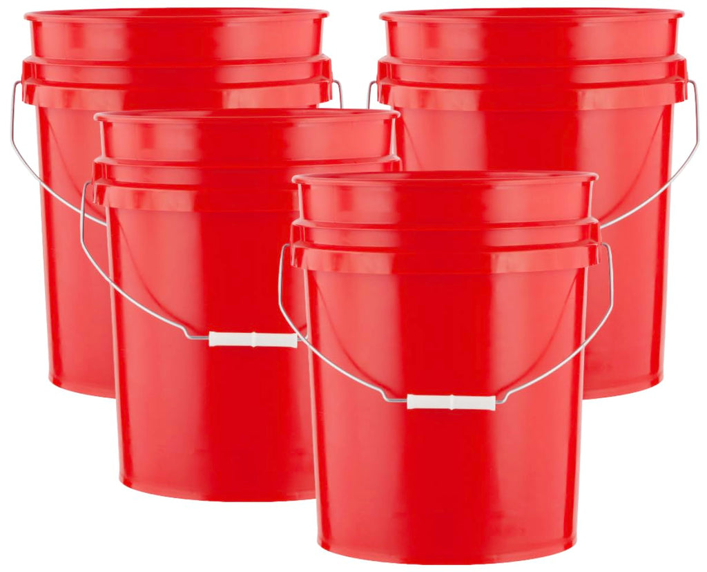 House Naturals 5 Gallon Premium HPDE Plastic Bucket - Made in USA Food Grade Container, BPA Free All Purpose Pail (5, Red)