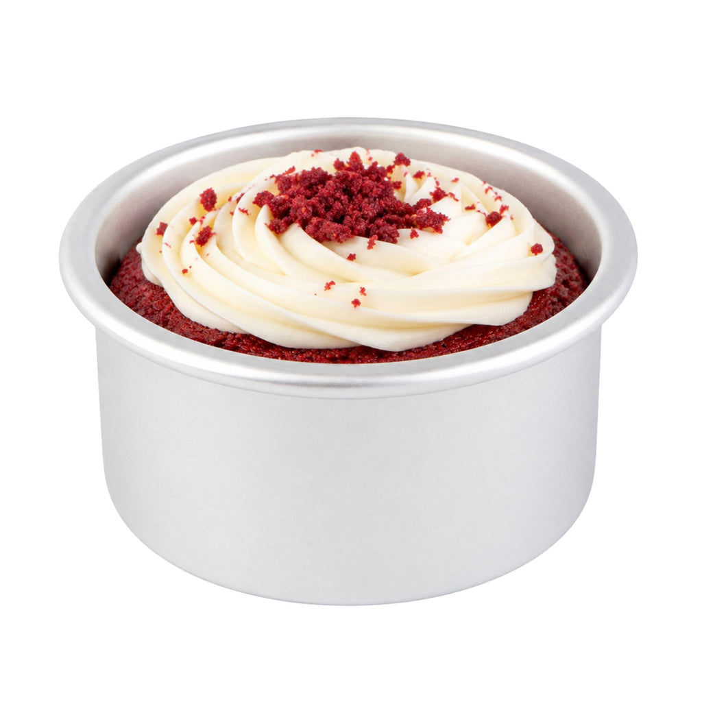Restaurantware-Met Lux 4 x 2 Inch Straight-Sided Baking Tin, 1 Round Cake Pan - Oven-Ready, Freezable, Anodized Aluminum Round Baking Pan, Greaseproof, For Layer Birthday Cake