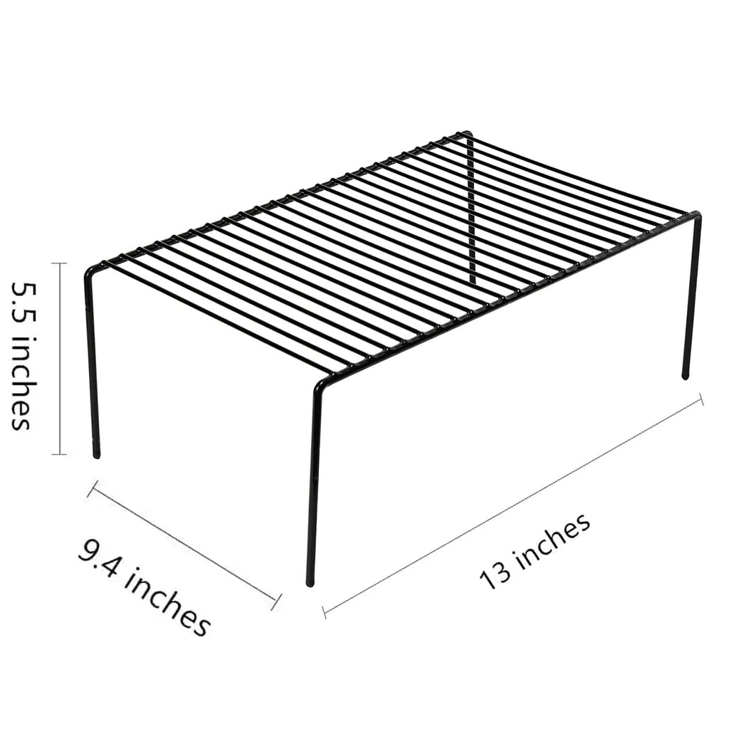 GEDLIRE Kitchen Cabinet Shelf Organizer Set of 2, Medium (13 x 9.4 inch) Metal Wire Pantry Storage Shelves, Dish Plate Racks for Cabinets, Freezer, Counter, Cupboard Organizers and Storage, Black
