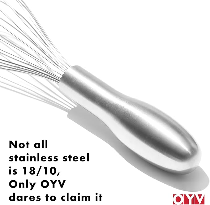 18/10 Stainless Steel Whisk, Ergonomic Handle, Dishwasher Safe Metal whisk, Professional Whisk for Kitchen Cooking, Perfect for Blending, Whisking, Baking, and Beating, 10-Inch Wire Wisk