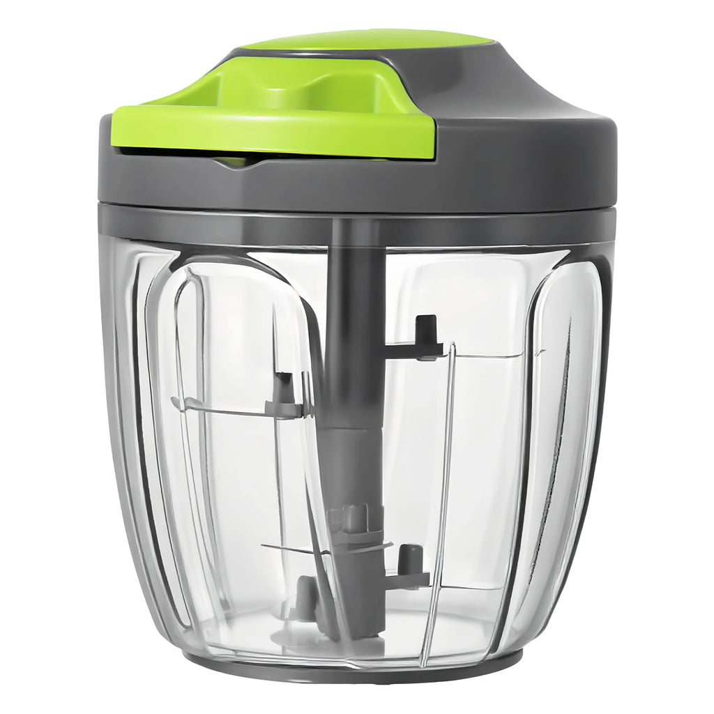 Manual Food Processor & Vegetable Chopper, Hand Pull String Garlic Mincer Onion Chopper Dicer for Salsa Pesto Guacamole, 3 Stainless Steel Blades, 650ml White
