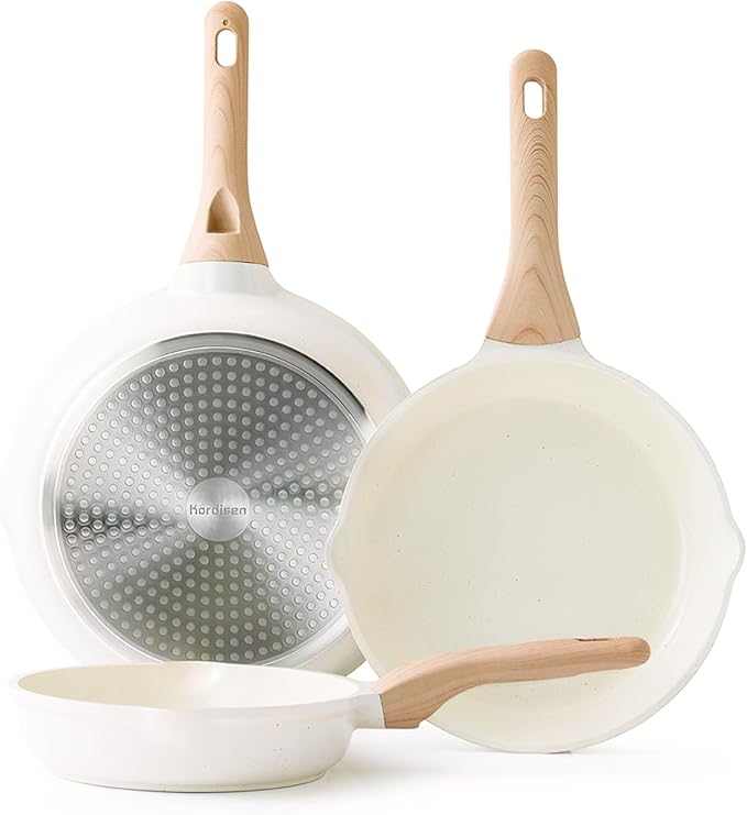 Kordisen Nonstick Ceramic Frying Pan Set, Healthy Non Toxic Cooking Pan, Stay-Cool Handle, Induction Compatible, PFOA & PFAS Free