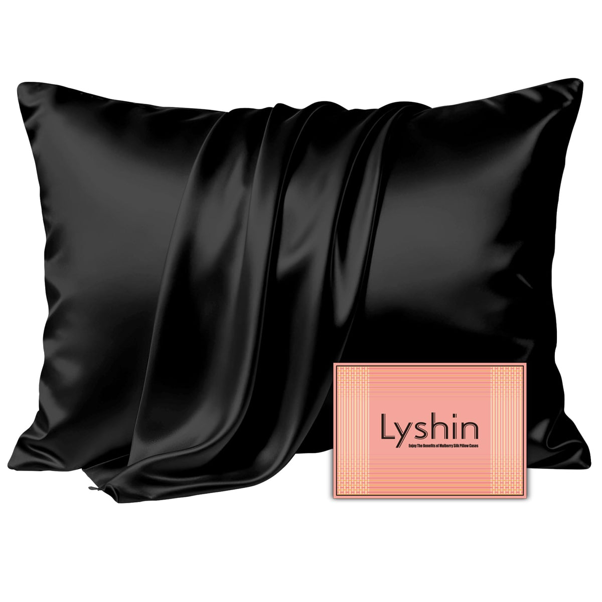 LYSHIN Silk Pillow Cases 2 Pack King Size with Zipper, Champagne