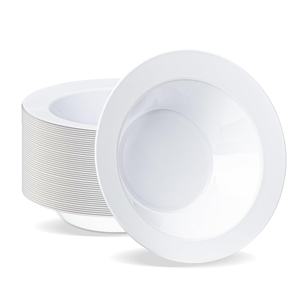 BESTVIP 100 Pack 12 oz White Plastic Bowls, Disposable Soup Bowls
