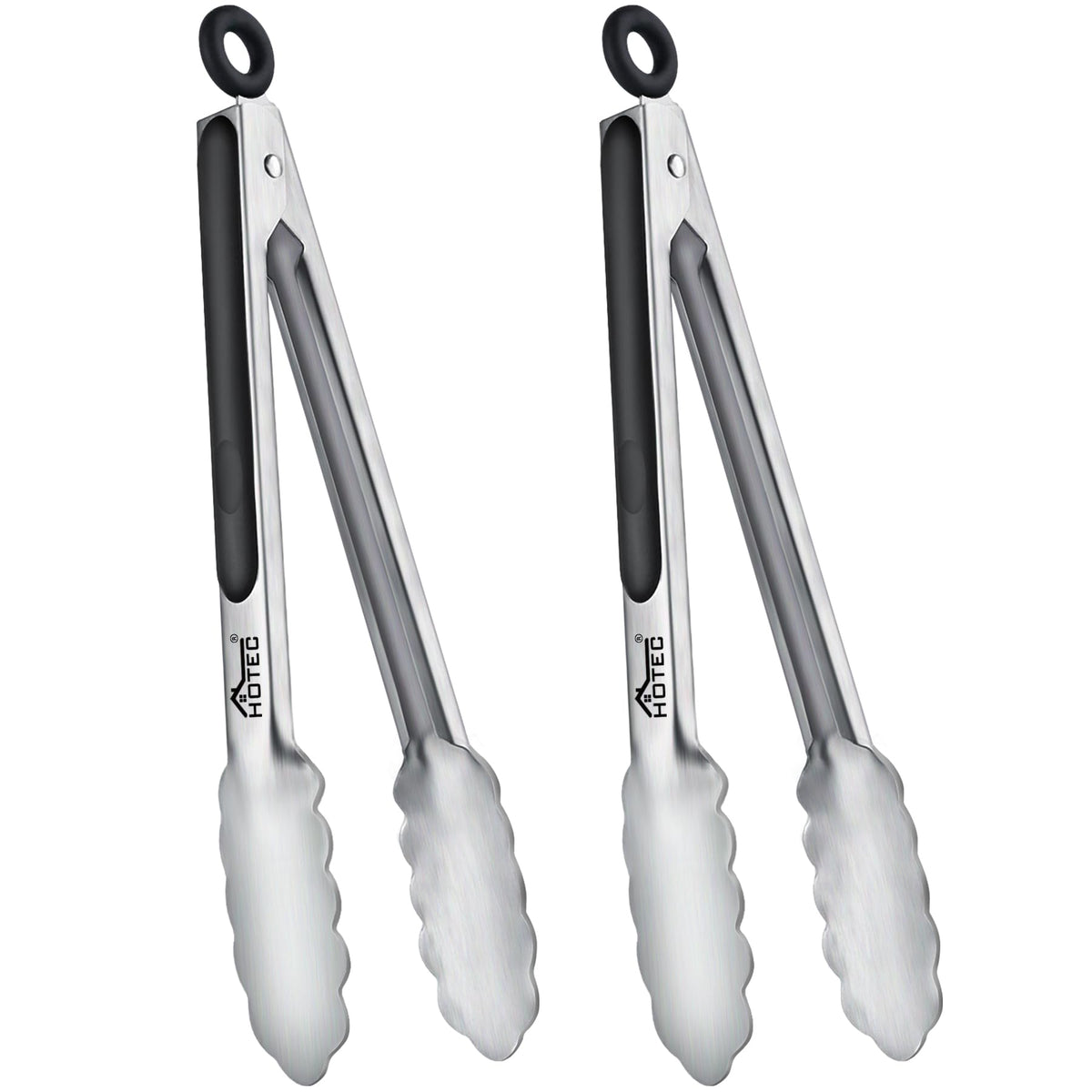 Hotec Mini Stainless Steel Kitchen Tongs for Cooking - 7-Inch Small Serving Tongs Metal Food Tongs Non-Slip Grip