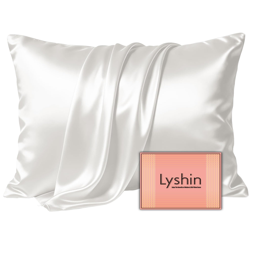 LYSHIN Silk Pillow Cases 2 Pack King Size with Zipper, Champagne