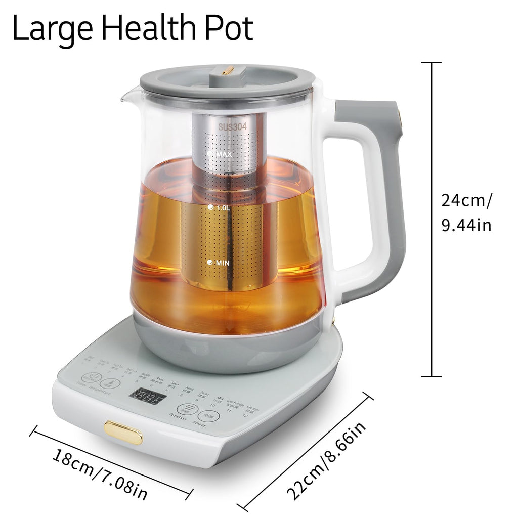 cglightwsparkle Health Pot Electric Kettle with Infuser，Smart Fruit Hot Tea Maker, Temperature Control and Tea Keep Warm, 12 Functional Procedures, 1.8 Liters of Capacity