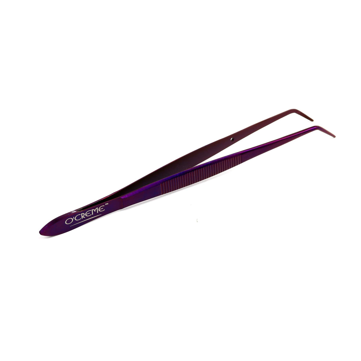 O'Creme Curved Tweezers 6.25 Inch Fine-Point Stainless Steel, Black