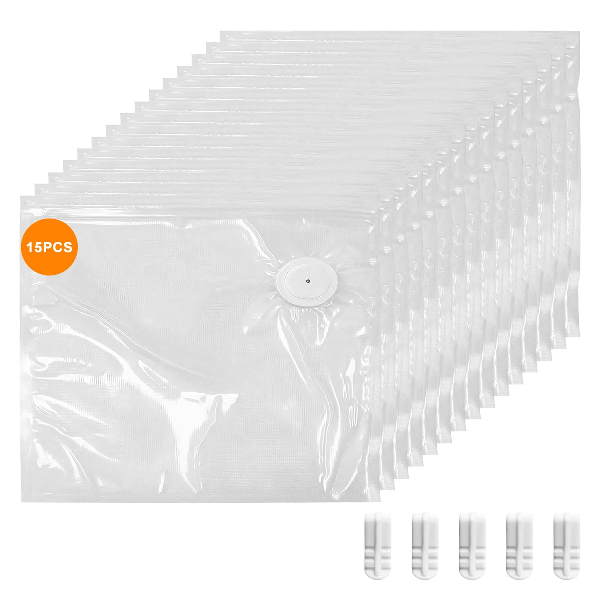 MEGAWISE Reusable Vacuum Zipper Bags, 8.5 x 8.5 in, 20 Pack, BPA-Free