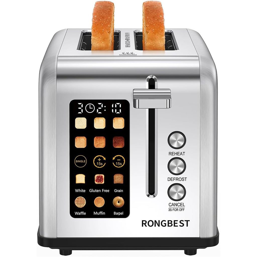 2 Slice Toaster Touch Screen with Wide Slot, Single-slice Mode, Cream Color
