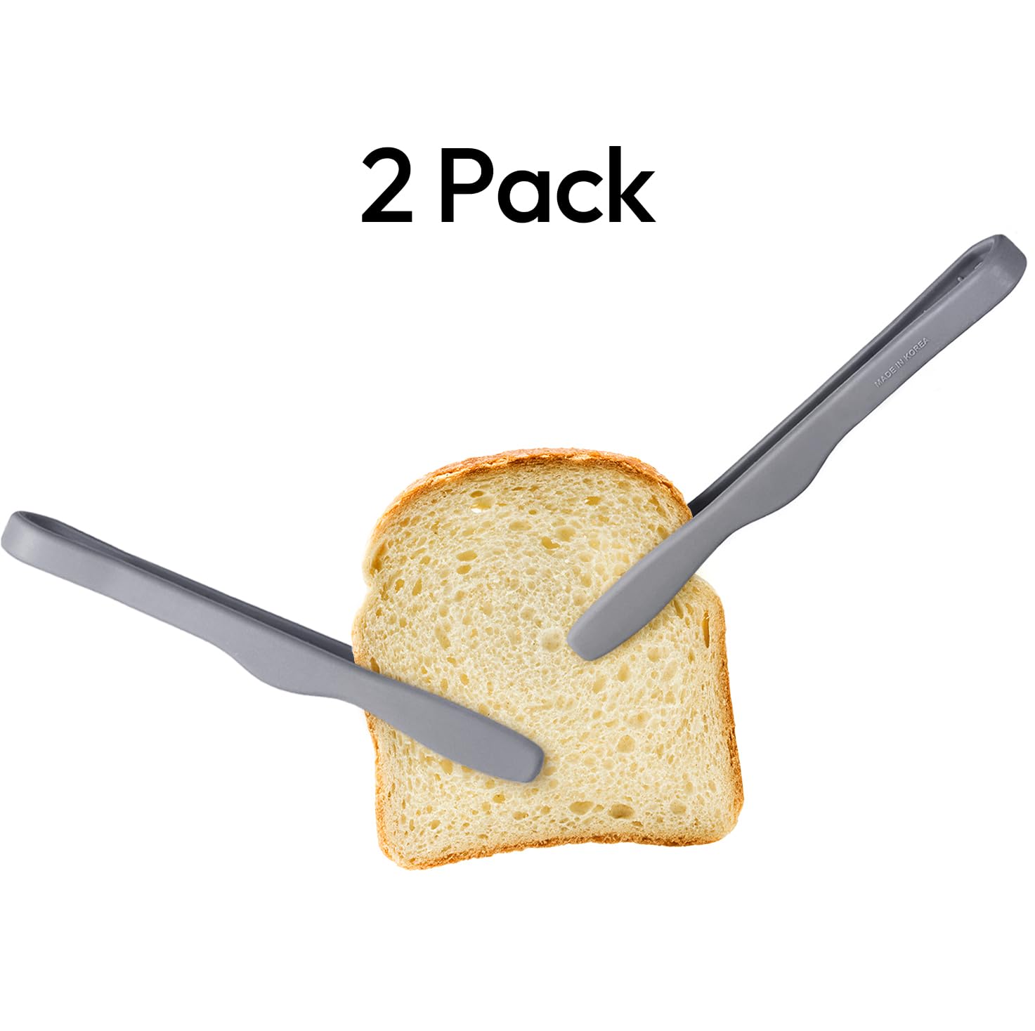 carrotez 2 Pack Mini Silicone Toaster Tongs, Anti-Slip,Non-Scratch mini tongs 7inch silicone tongs - Modern Grey