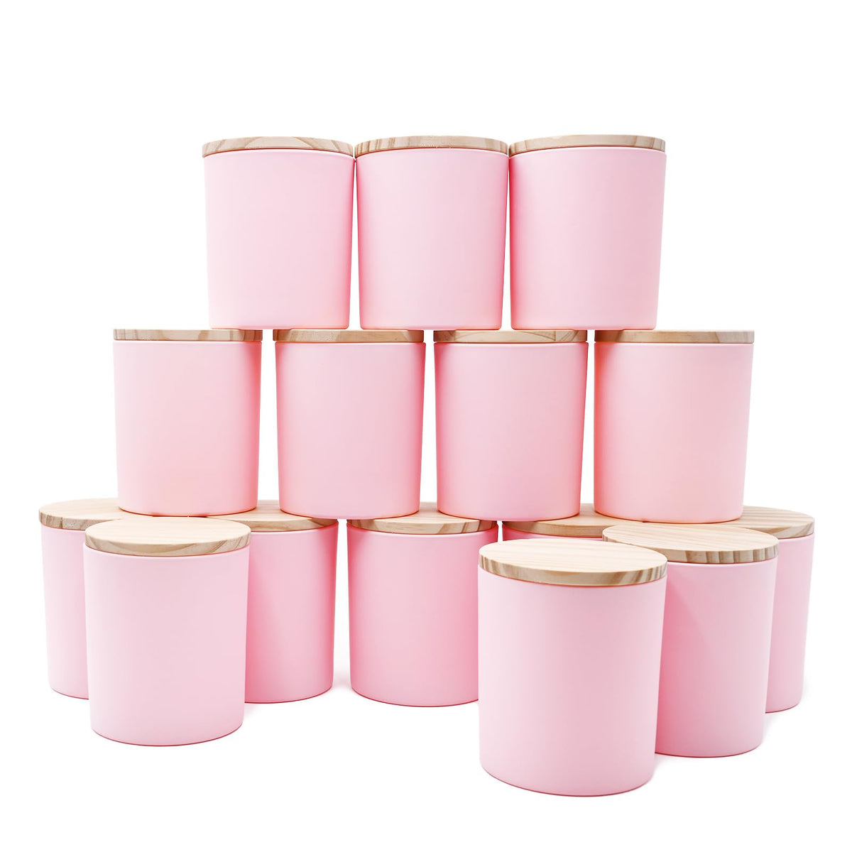 SHOWIN 10 OZ Thick Candle Jars for Making Candles 15 Pcs, Empty Jars with Wood Lids for Candle Making, Sample Container, Frosted Grey