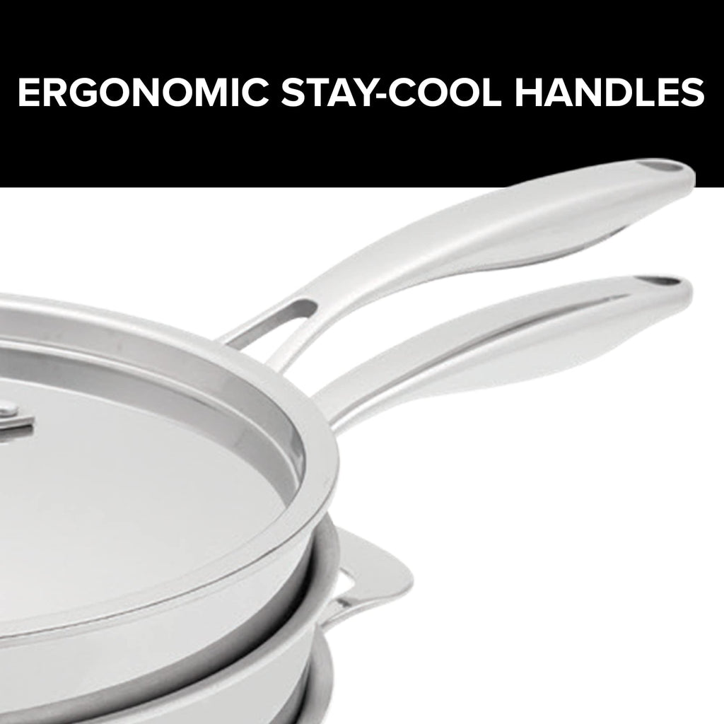 Nuwave Premium Tri-Ply Stainless Steel Cookware Set with Nesting Design