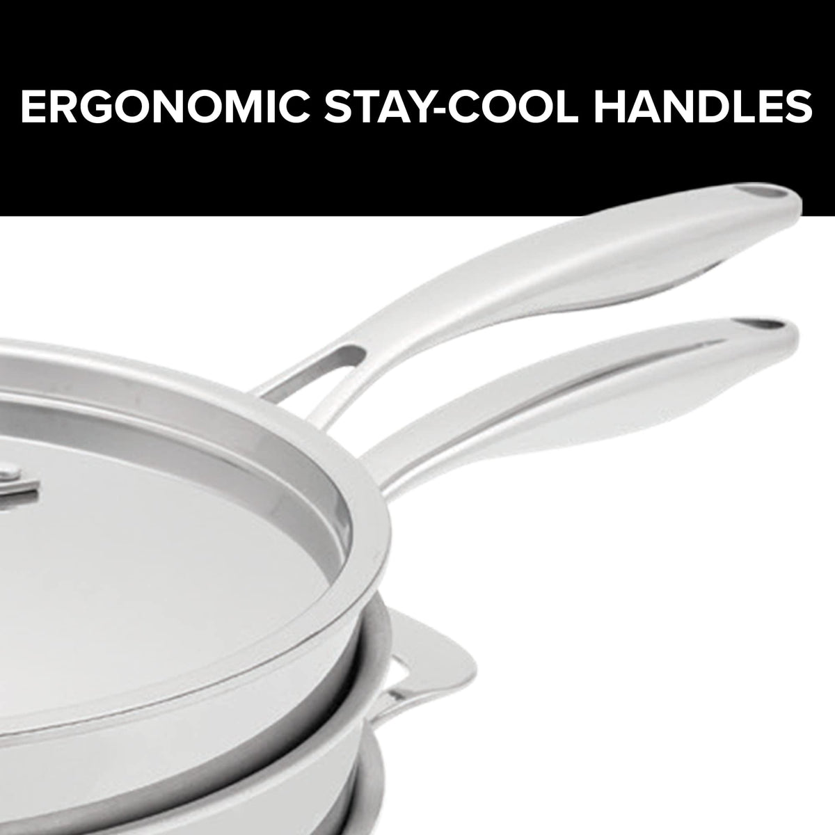 Nuwave Premium Tri-Ply Stainless Steel Cookware Set with Nesting Design