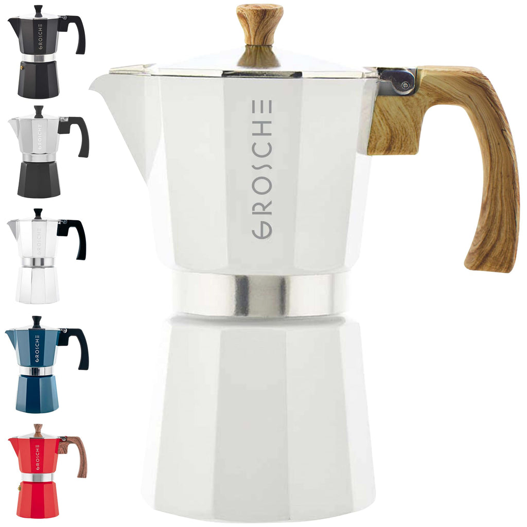 GROSCHE Milano Stovetop Espresso Maker Moka Pot 6 espresso Cup, 9.3 oz Blue