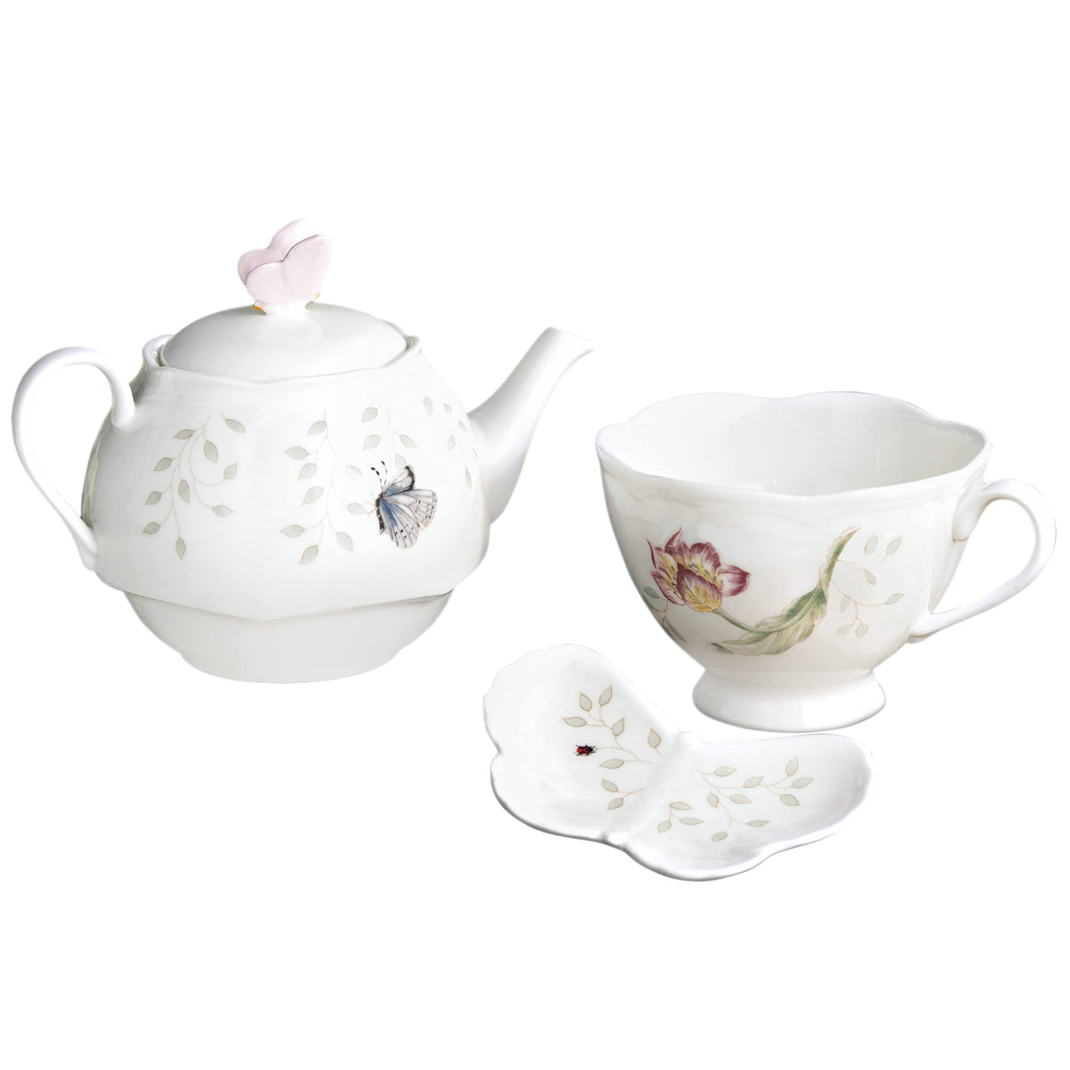 Lenox Butterfly Meadow Porcelain Teapot, 46oz