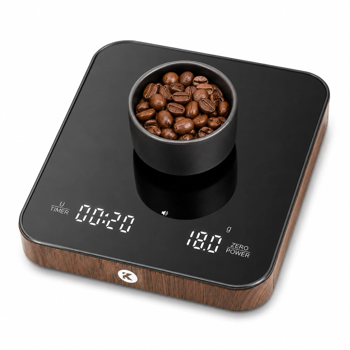 KitchenTour CaféMetric Coffee Scale with Timer 0.1g/2000g - Precision Small Scale for Espresso & Pour Over - Mini Scale with LED Display AAA Battery Black