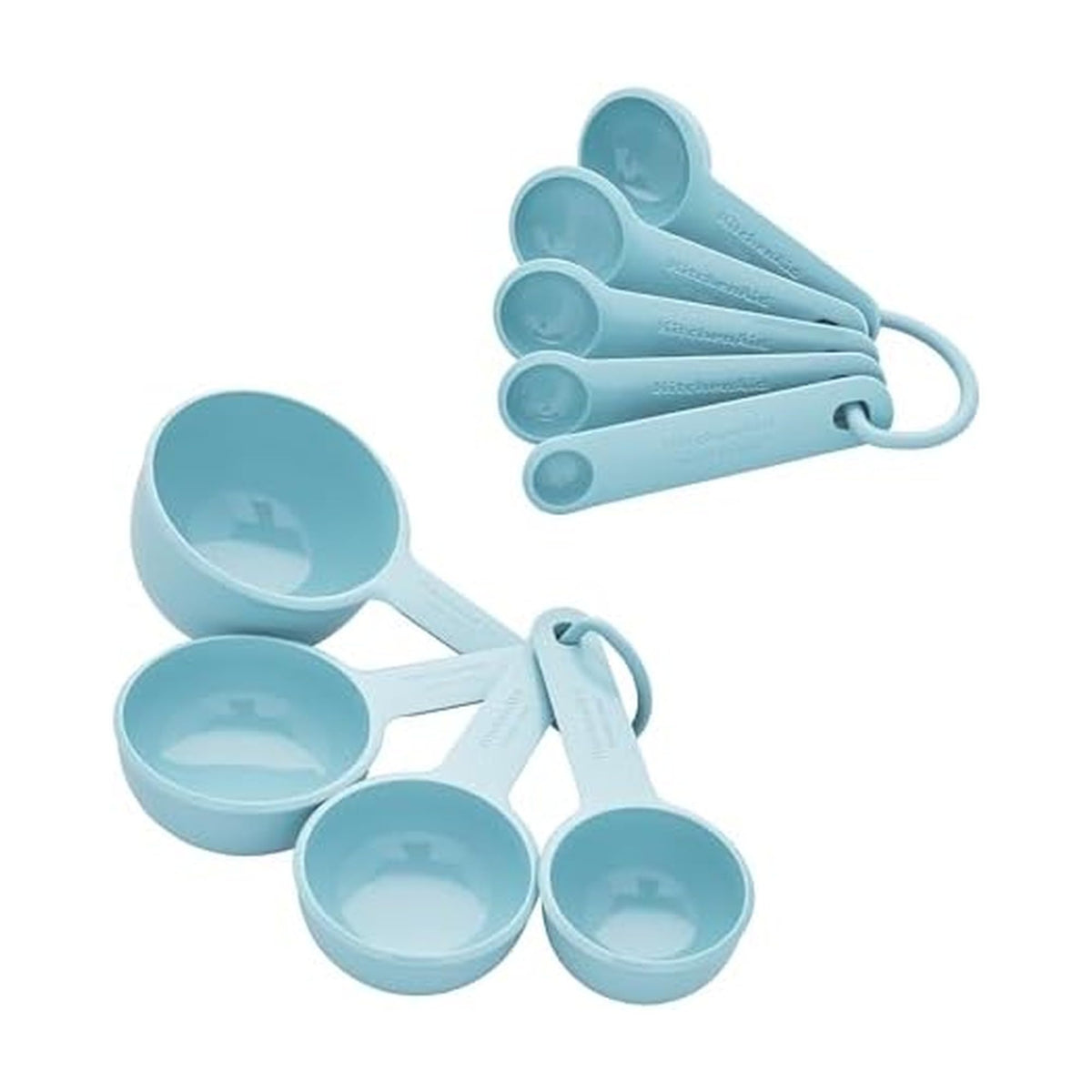 KitchenAid Universal Easy To Read Measuring Cup and Spoon Set with Soft Grip Handle for Maximum Control, Hang Hole and Nesting For Easy Storage, Dishwasher Safe, 9 Piece, Pistachio