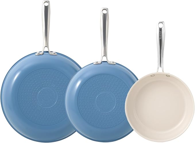Redchef Nonstick Frying Pan Skillet, Ceramic Non-Stick Saute Pans, 9.5 inch Cooking Fry Pan with Stay Cool Handle, All Stovetops (Gas, Electric & Induction), Dishwasher/Oven Safe, PFAS-Free, Non Toxic