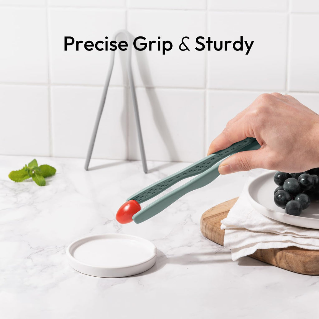 Carrotez Mini Silicone Toaster Tongs, 7 inches, 1 Pack, Green