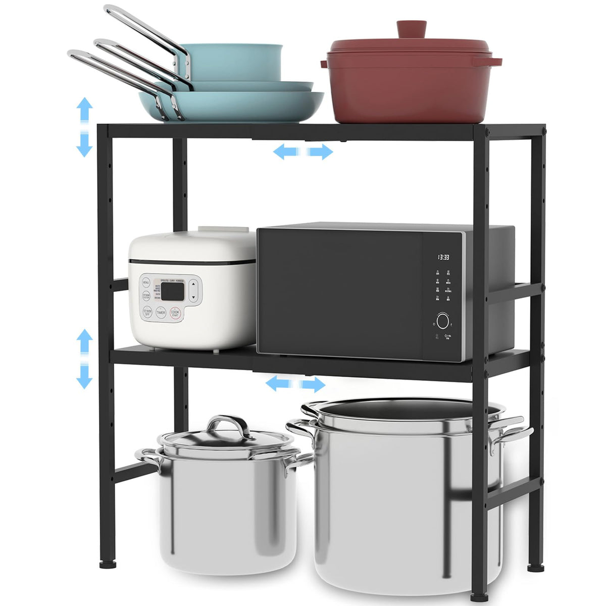 44.3 Inches Expandable Metal Storage Shelves,150LBS Heavy Duty Shelving Units and Storage For Appliance,Adjustable Utility Organization and Storage Shelf Rack For Kitchen Cabinet Closet Garage Pantry