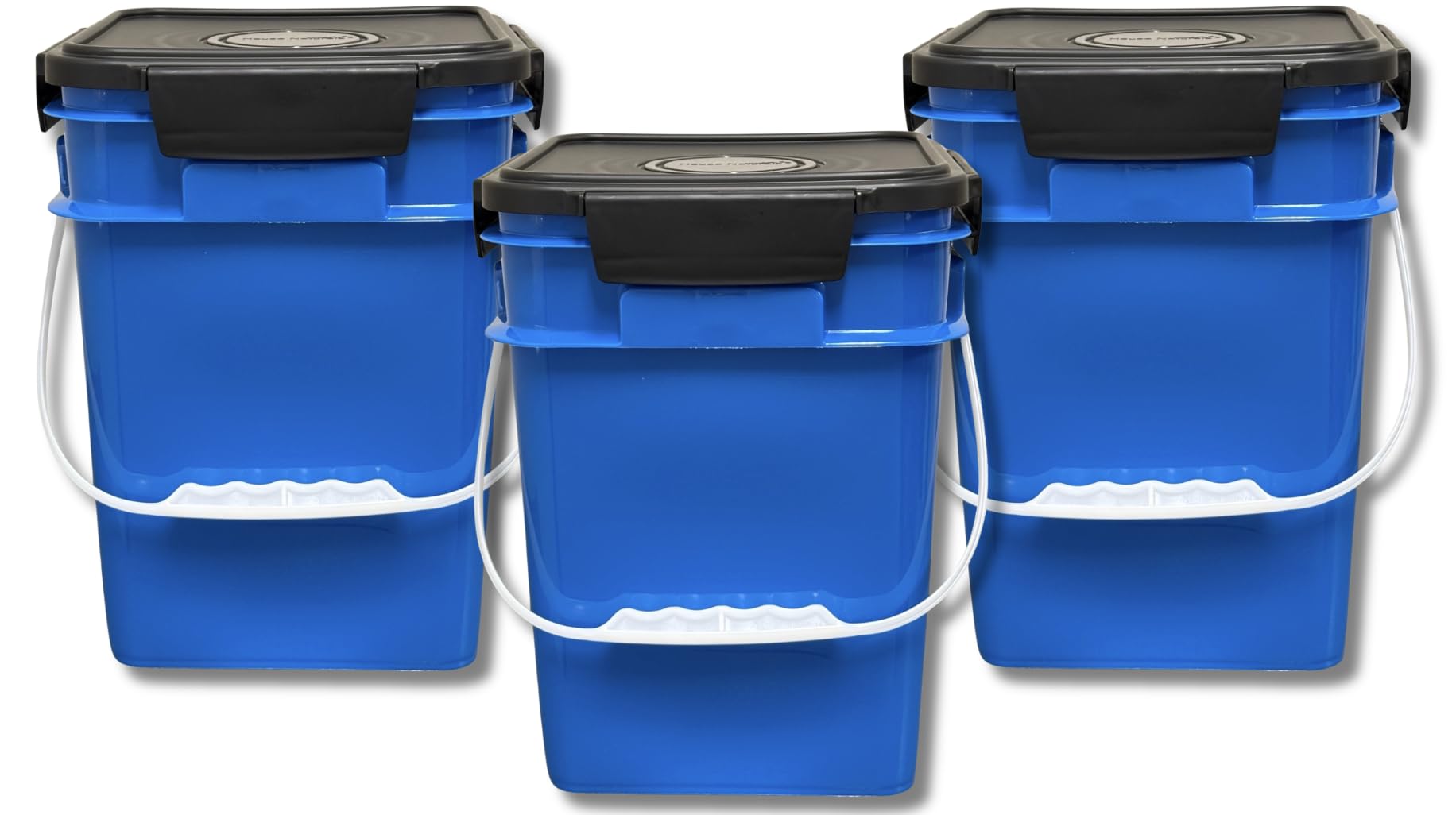 House Naturals 4 Gallon Square Food Grade Bucket Pail with Plastic Handles and Lid (Pack of 3) Made in USA containers (Blue)