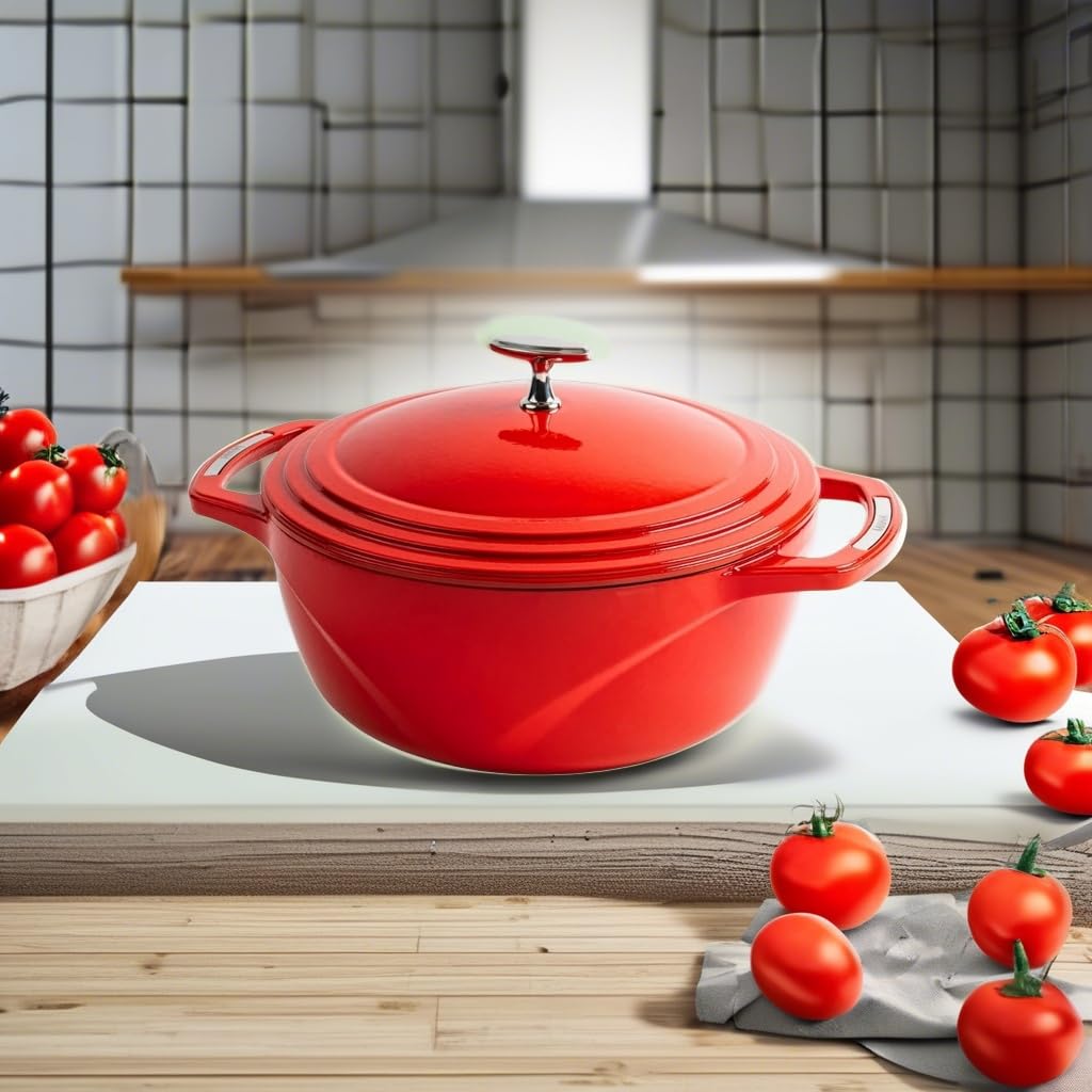 Lodge USA Enamel 4.5 Quart Dutch Oven, Cherry on Top