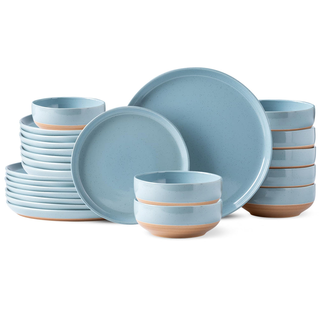 AmorArc Dinnerware Sets for 8, 24 Pieces Ceramic Plates and Bowls Set
