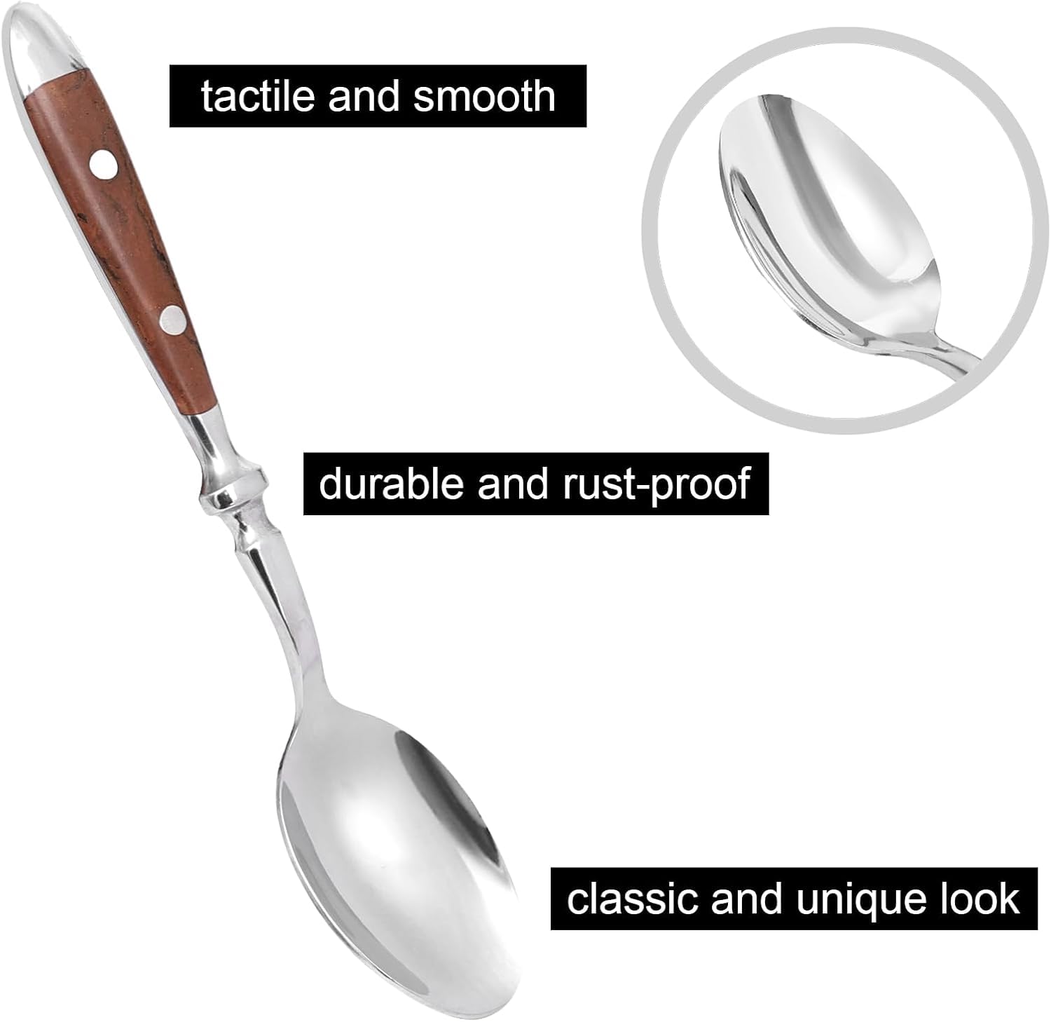 QUEARI Silverware Set For 8 with Two Rivets, Vintage 40-Piece Everyday Flatware Set with Brown Bakelite Handle, Stainless Steel Cutlery Set, Dishwasher Safe, Knives Spoons and Forks Set