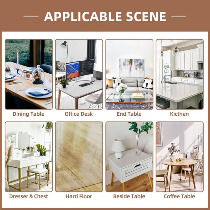 Warmstar Clear Table Cover Protector 20 x 54 Inch,1.5mm Thick Plastic Table Cover Rectangle,PVC Clear Table Protector,Desk Protector Mat for Kitchen, Dresser, Writing Desk，Dining Room Table