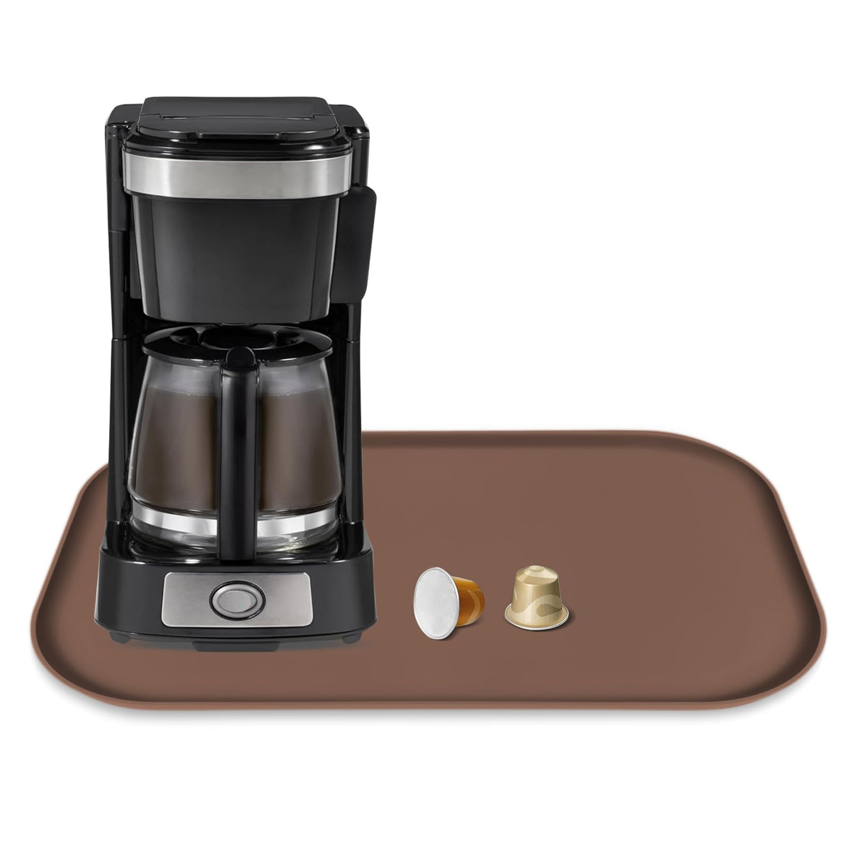 Silicone Coffee Maker Mat with Lip for Countertops 17.4''x10.6''Translucent