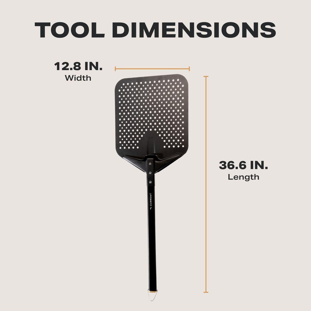 CURRENT® Perforated Aluminum Pizza Peel, Ultra-Thin Edge, Heat-Resistant