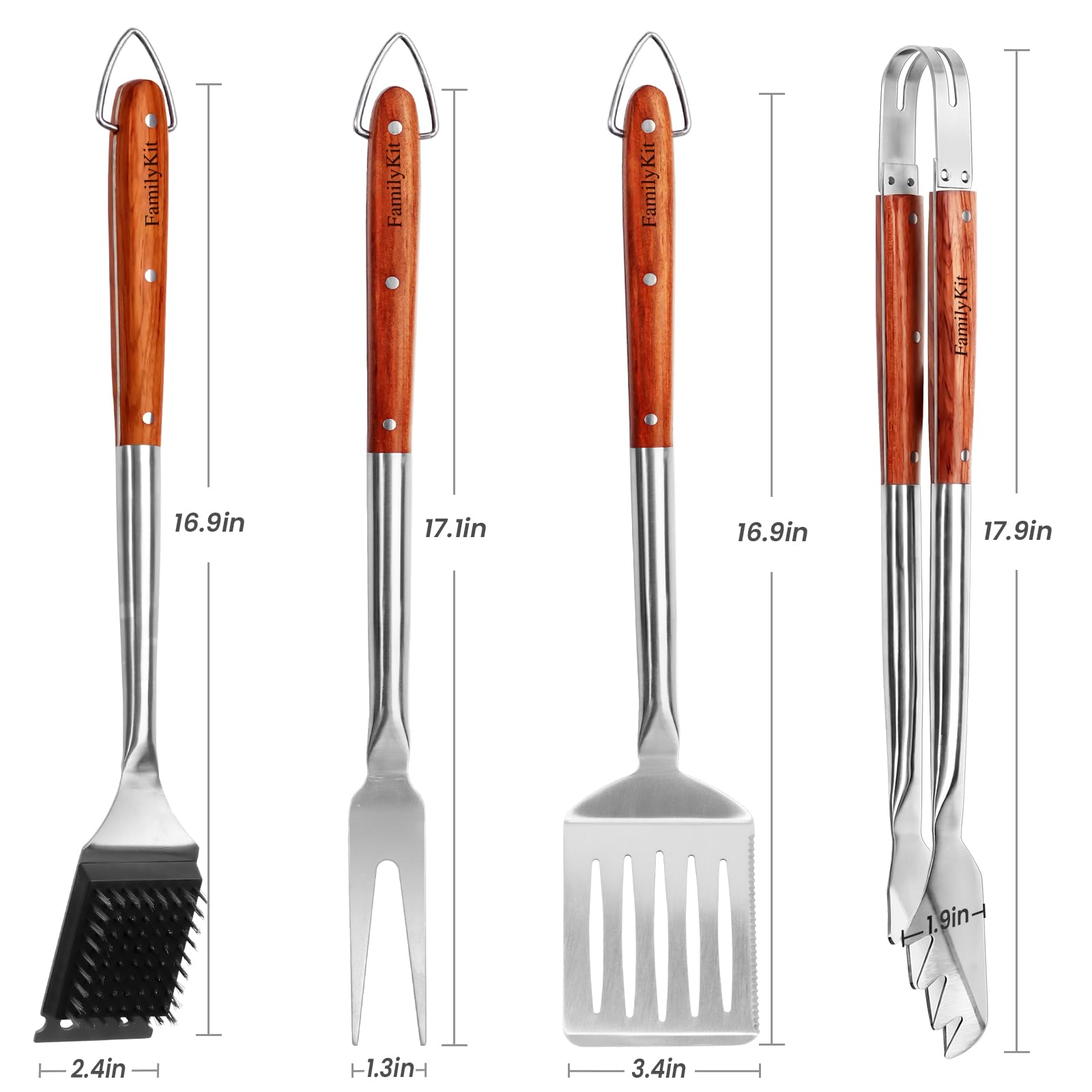 FamilyKit 4PCS Grilling Accessories Rose Wooden BBQ Grilling Tools Set